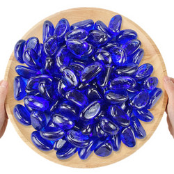 派乐特 鱼缸造景石头 蓝色玻璃腰果石 1kg （约140颗左右）水族箱装饰底砂仿彩色雨花石鹅卵石子用品