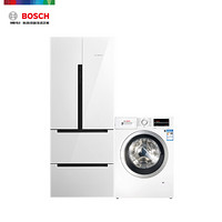 博世（BOSCH）484升混冷无霜多门+10公斤滚筒 KME48S20TI+WAP282602W 白色变频冰洗套装