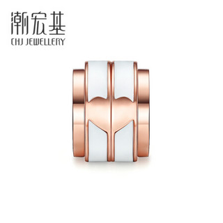 潮宏基 CHJ JEWELLERY 黑白配 18K金吊坠玫瑰金彩金转运珠 XPK30004426 白色串珠 手绳颜色随机