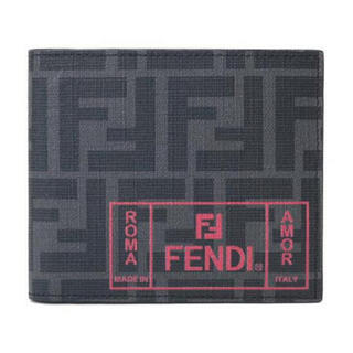 FENDI 芬迪 男士黑色/深灰色织物（涂层除外）双折钱包 7M0169 A7SB F0P0N