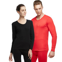 花花公子女士秋衣秋裤保暖套装 女基础薄款纯棉内衣棉毛衫黑色M