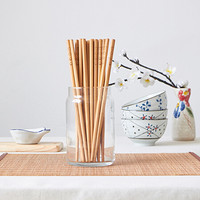 筷乐（KUAILE）天然竹筷子家用雕刻毛竹木筷子套装10双装 1073