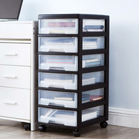 捷扣 透明塑料浅六层柜带滑轮SWB-5483