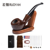 若烟（Ruoyan） 烟斗黑檀木乌木 手工雕刻便携过滤烟丝斗烟嘴烟具男士礼品 木纹色弯尾巴（送配件） RY1004