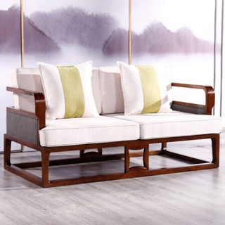佐盛现代新中式实木沙发组合办公室实木沙发客厅样板房整装家具 双人位