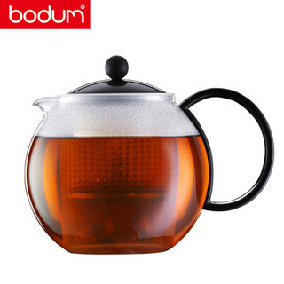 BODUM 波顿 葡萄牙原装进口茶壶泡茶茶具耐热家用带茶滤网水壶1000ml 黑色1844-01