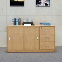 中伟木质三门储物柜资料柜推拉移门带锁矮柜边柜员工办公柜1200*400*800
