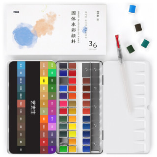 青竹画材 Chinjoo 艺先生固体水彩颜料套装36色初学者手绘学生用水彩固体颜料套装透明美术画画颜料 报价价格评测怎么样 什么值得买