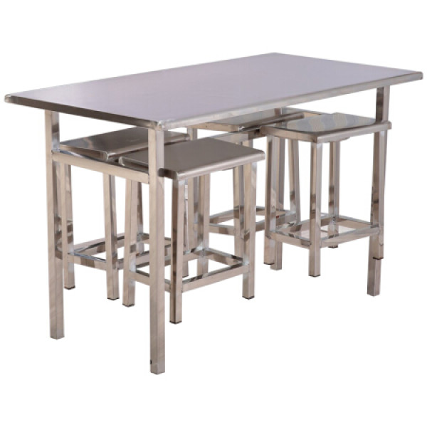 奈高户外餐桌员工食堂餐桌椅小吃店8人不锈钢钢架餐桌组合2000*600*