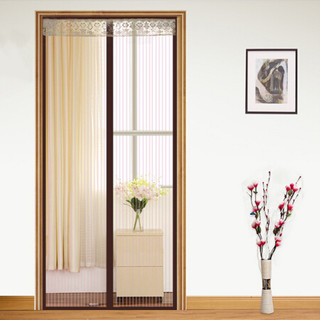 宫薰 磁性防蚊门帘 条纹咖啡色 110*200cm