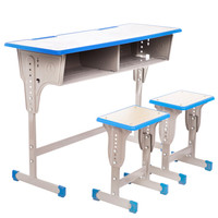 奈高 NG培训班课桌椅中小学生写字学习桌双人家用学校课桌椅套装木纹色款
