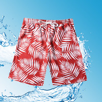 亦美珊 YI MEI SHAN情侣海边度假沙滩裤男加大码速干平角五分短宽松温泉游泳裤 YMS186199 红色 均码