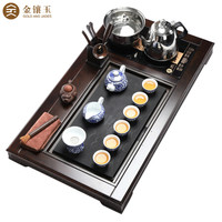 金镶玉 茶具套装 实木茶盘茶具配件功夫茶套装自动涌泉底部上水电热茶炉一帆风顺