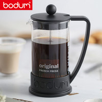 bodum 波顿法压壶 欧洲原装进口耐热玻璃咖啡壶咖啡杯过滤茶杯滤压小型多功能茶壶350ml黑色 10948-01