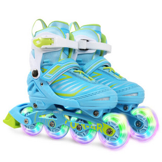 美洲狮（COUGAR）儿童轮滑鞋可调休闲全闪溜冰鞋单鞋MZS705 蓝色M码
