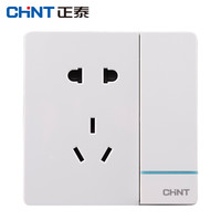 正泰（CHNT）NEW2 L43900 86型白色开关插座家用 一开单控16A 五孔插座10A