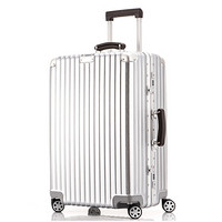 VinsonPaul 文森保罗 拉杆箱万向轮24英寸女行李箱ABS+PC铝镁合金框复古旅行箱 VP-162026辉煌银