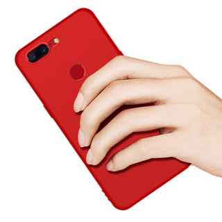 KOLA 一加5T/1+5T手机壳 微砂硅胶软壳保护套 红色