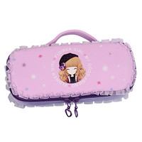 咔米嗒（KAMIDA）小学生笔袋PU大容量多功能女童笔袋蕾丝可手提文具盒 紫色stu7226