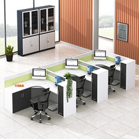中伟屏风办公桌职员桌员工桌员工位工作位电脑桌卡座F型3人位含椅子