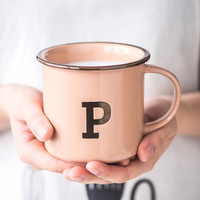 佳佰创意早餐杯杯子马克杯水杯牛奶杯咖啡杯燕麦杯橘棕陶瓷马克杯