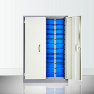 富路达 48抽蓝色抽屉带门零件柜工具盒抽屉柜元件柜 螺丝整理柜 小物品储物柜