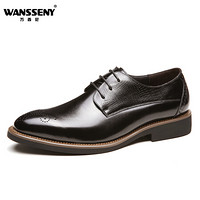 万西尼（WANSSENY）男士商务休闲正装皮鞋英伦风韩版低帮尖头系带0021 黑色 43