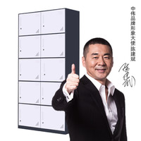 中伟更衣柜铁皮柜健身房浴室员工职员柜薄边十门更衣柜灰白套