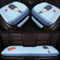 紫风铃 汽车坐垫三件套夏季可爱卡通汽车座垫小方垫前排单片四季通用 防滑办公座椅垫KA 3件套-升级版-守卫兵