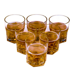 JIEYAJIE 洁雅杰 酒杯 玻璃洋酒杯(278ml)烈酒杯啤酒杯套装玻璃威士忌酒杯套装 6只装