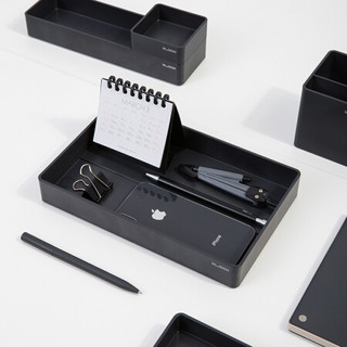 纽赛(NUSIGN)收纳盒大号 德国创意设计 文件托盘/置物架/盒/篮/筐/座 桌面整理杂物 办公用品 烟黑色NS026