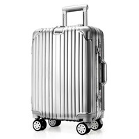 SWISSGEAR 瑞士军刀 旅行箱 行李箱 女铝框托运拉杆箱 TSA密码锁万向轮24英寸密码箱 SA-7124银色
