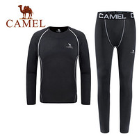 骆驼（CAMEL）运动套装男健身服秋冬款紧身衣透气吸湿排汗跑步篮球休闲运动服两件套 A7W2X3128 黑色 XL