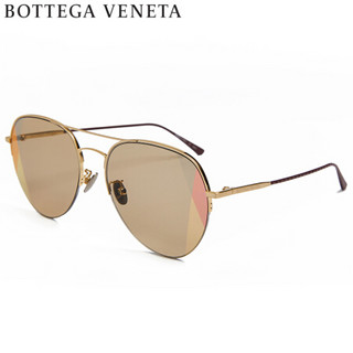 葆蝶家(BOTTEGA VENETA)太阳镜男女 墨镜 棕色镜片金色镜框BV0247S 007 58mm