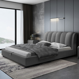 摩高空间 布艺床 卧室家用1.8米双人床现代简约大小户型可拆洗榻榻米高箱布床