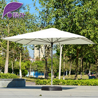 紫叶（ziye）户外遮阳伞 大型太阳伞 自动折叠花园伞酒吧咖啡馆商用伞 3x3米方形米白色（不含底座）