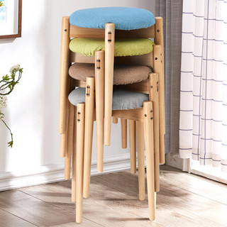 家逸 实木凳子榉木圆凳客厅家用餐凳简约创意餐椅