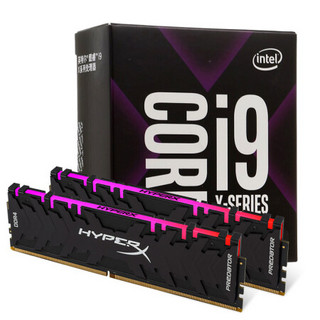 英特尔（Intel）i9-9900X 酷睿十核+金士顿(Kingston) DDR4 3200 16GB(8G×2)套装 RGB灯条 骇客神条