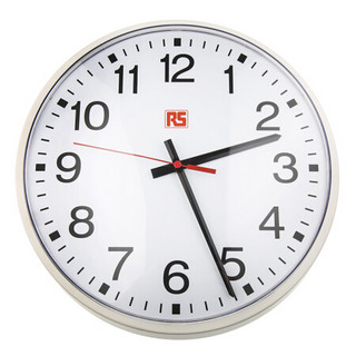 RS Pro欧时 白色 墙壁 模拟 金属 时钟  电池运作  尺寸320 (Dia.) x 50mm