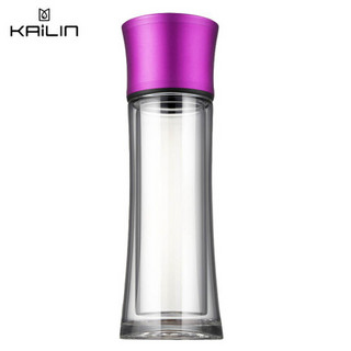 凯霖 KAILIN 女神双层玻璃杯花茶杯过滤创意便携女水杯KL0516-200欧若拉紫200ml