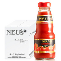 NEU'S（乐易滋）德国原装进口果汁饮料 天然番茄汁 玻璃瓶装200ml*6瓶 1箱