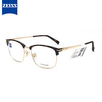 蔡司（ZEISS）镜架光学近视眼镜架男女款板材+钛商务休闲眼镜框全框更新ZS-80004 F019金色圈金色腿53mm