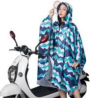 精骑士斗篷雨衣男女时尚成人户外徒步旅行长款雨衣单人电动车雨衣雨披 山峰蓝 XL