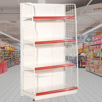 皇球超市货架层架 便利店单面背板展示架 零食休闲食品双面背板药店置物架子 90*45*160cm=4层(端头含侧网)