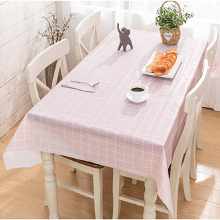 青苇 PVC餐桌布餐垫 防水防油易清理 清新格子 粉色