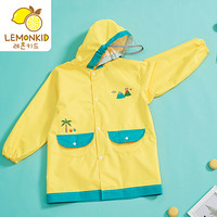 柠檬宝宝 lemonkid 韩版加厚牛津布儿童雨衣男女童小学生无味环保雨披 LE020518 黄色恐龙 L