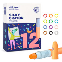 MiDeer 弥鹿 丝滑蜡笔儿童安全可水洗易清洁美术绘画涂鸦油画棒套装大容量旋转蜡笔—12色 MD40