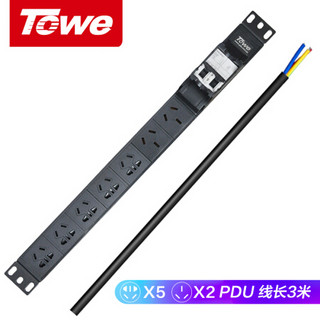 同为（TOWE）EN32/G711C 8000W大功率7位PDU机柜电源插座 32A自配输入头 5位10A+2位16A国标孔 西门子空开