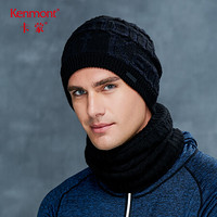 卡蒙（Kenmont）km-9277 骑行套头帽子男冬天加绒毛线帽年轻人保暖加厚双层护耳针织帽 黑色 均码58cm