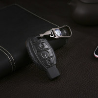 车达品19款新奔驰钥匙包真皮适用于奔驰e300 奔驰c级 gls e300l c260l ml400专车专用钥匙包半包二键黑
